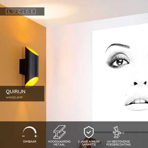 Lucide QUIRIJN - Wandlamp - Ø 10 cm - 1xG9 - Zwart - USP